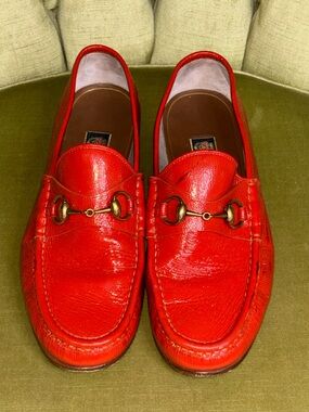 Authentic Gucci 1953 Pumpkin Patent Leather Mens Loafer Size 8